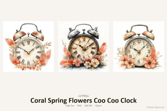 Download Coral Spring Flowers Coo Coo Clock - Premium Bundle